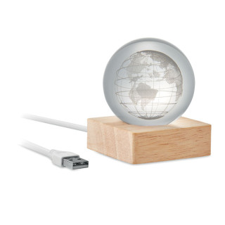 GLOBE LIGHT LED-Glaskugel Globus, holz