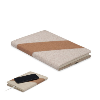 CORTONA A5-Notizbuch mit 15W-Ladegerät, beige