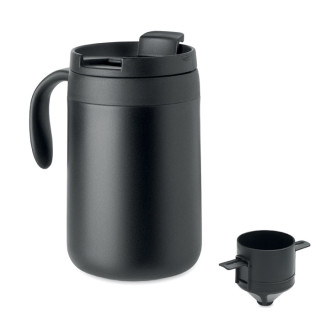 CAFETITO Doppelwandiger Becher & Filter, schwarz
