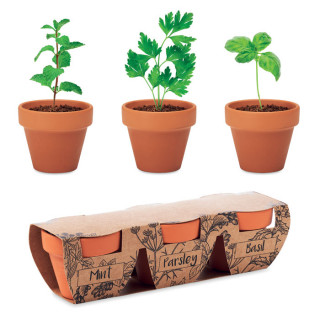 FLOWERPOT Terracotta-Set Kräuter, holz