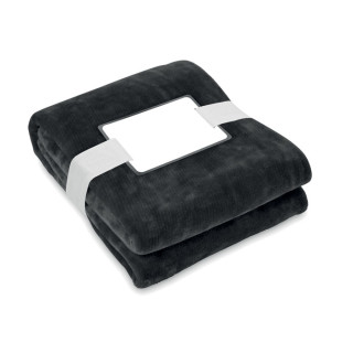 LOGAN RPET-Flanell Fleece-Decke, schwarz