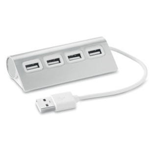 ALUHUB 4 Port USB Hub, mattsilber
