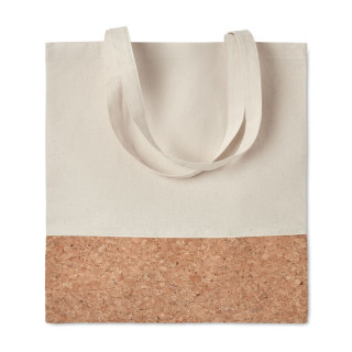 ILLA TOTE Einkaufstasche mit Korkbesatz, beige