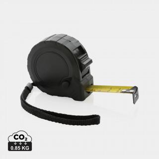 5m/19mm Maßband mit Stop-Taste aus RCS recycelt. Kunststoff, schwarz