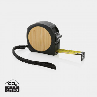 5m/19mm Maßband aus RCS recycelt. Kunststoff & Bambus, schwarz