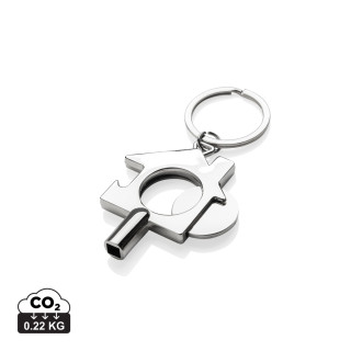 3-in-1 Schlüsselring aus RCS rec. Zinklegierung, silber