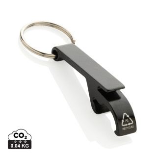 Flaschen- und Dosenöffner aus RCS recyceltem Aluminium, schwarz
