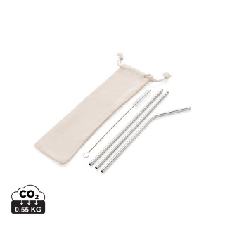 3-teiliges Trinkhalm-Set aus Stainless Steel, silber
