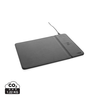 Swiss Peak RCS recyceltes 10W Wireless-Charging PU Mauspad, schwarz