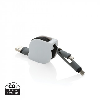 3-in-1 ausziehbares Kabel, schwarz