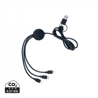 6-in-1 Kabel aus RCS recyceltem TPE und recyceltem Plastik, schwarz
