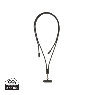 LoopAmp verstellbares 160cm 60W Telefonkabel aus RCS rPET, schwarz