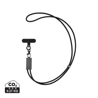 Terra 60Wduales Ladekabel aus RCS recyceltem PET mit Lanyard, grau, schwarz