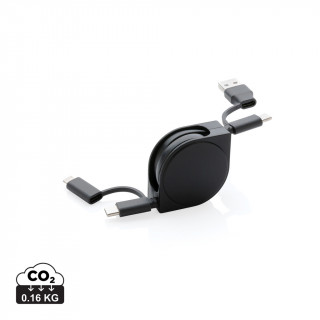 6-in-1 Kabel aus TPE und RCS Standard recyceltem Kunststoff, schwarz