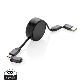 Terra aufrollbares 6-in-1 60W-Kabel aus RCS recyc. Aluminium, grau
