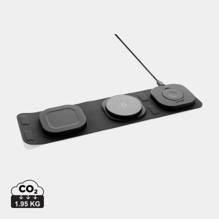 Swiss Peak 15W 3-in 1 Wireless-Reise-Charger aus RCS Plastik, grau, schwarz