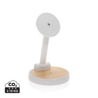 Ontario 2-in-1 15W magnetischer Ladeständer aus RCS rPlastik, weiß