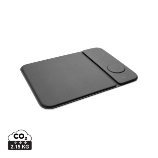 Swiss Peak 15W 3-in-1 Lade-Mauspad aus RCS recyceltem PU, schwarz