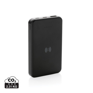5.000mAh 5W Wireless Powerbank aus RCS recyceltem Kunststoff, schwarz