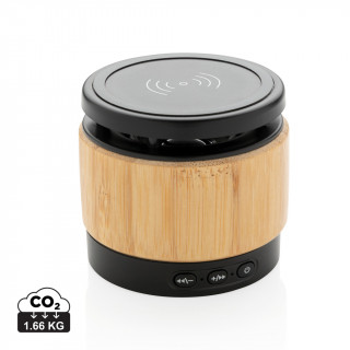 Bambus Wireless Charger und Lautsprecher, braun, schwarz