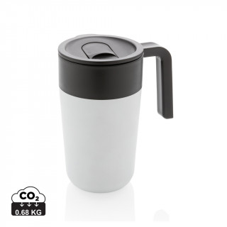 GRS recycelte PP und Stainless Steel Tasse mit Griff, weiß