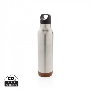 Auslaufsichere Vakuum-Flasche mit Kork, silber