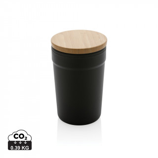 GRS rPP-Becher mit Bambusdeckel, schwarz