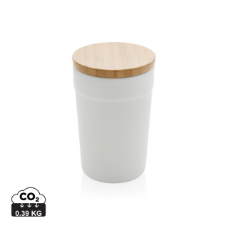 GRS rPP-Becher mit Bambusdeckel, weiß
