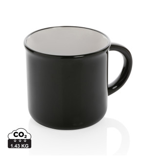 Vintage Keramiktasse, 280ml, schwarz, weiß