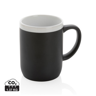 Keramiktasse mit weißem Rand, 300ml, schwarz, weiß