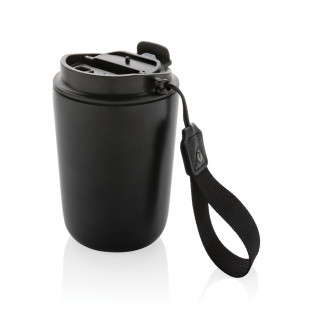 Cuppa Vakuumbecher aus RCS-Stahl mit Umhängeband, schwarz