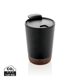 RCS recycelter Edelstahl-Kaffeebecher mit Kork, schwarz