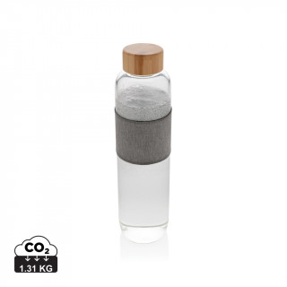 Impact Borosilikat-Glasflasche mit Bambusdeckel, transparent, grau