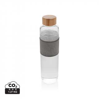 Impact Borosilikat-Glasflasche mit Bambusdeckel, transparent, grau
