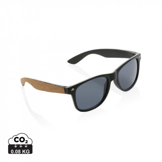 Sonnenbrille aus GRS recyceltem PC-Kunststoff mit Kork, schwarz