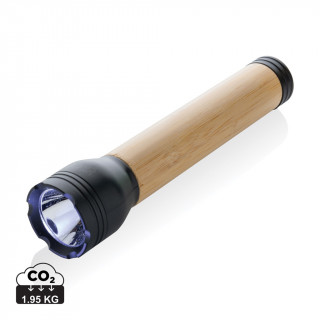 Lucid 5W Taschenlampe aus RCS recyceltem Kunststoff & Bambus, schwarz, braun