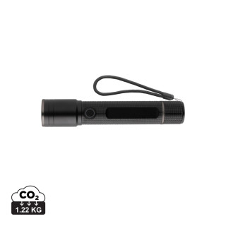 Gear X Taschenlampe aus RCS recycelt. Aluminium mit USB-Akku, schwarz