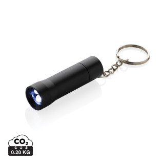 Flash Schlüsselanhänger-Taschenlampe aus RCS rec. Aluminium, schwarz