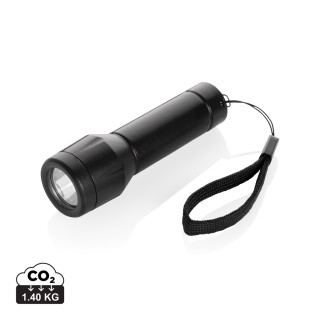 Flara USB-aufladbare Taschenlampe aus RCS recyceltem ABS, schwarz