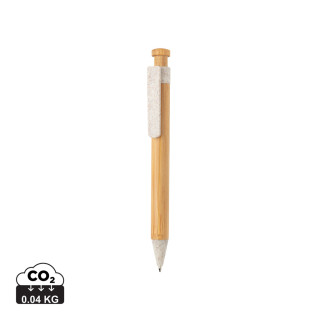 Bambus Stift mit Wheatstraw-Clip, weiß