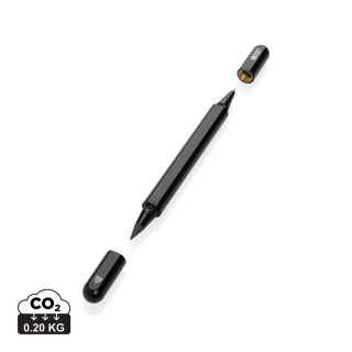 Swiss Peak Storm Dual-Tip-Pen aus RCS recyceltem Aluminum, schwarz