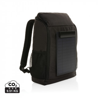 Pedro AWARE™ RPET Deluxe Rucksack mit 5W Solar Panel, schwarz