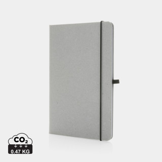 A5 Hardcover Notizbuch aus GRS recyceltem PU, Hellgrau