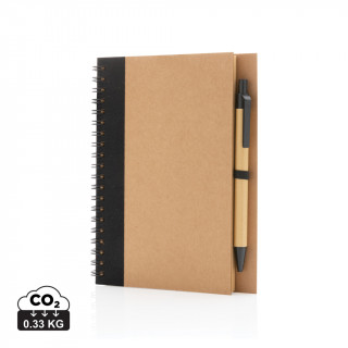 Kraft Spiral-Notizbuch mit Stift, schwarz