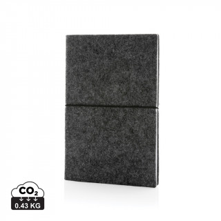 A5-Softcover-Notizbuch aus GRS zertifiert recyceltem Filz, schwarz