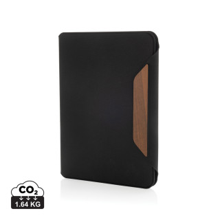 Teri AWARE™ A5 Portfolio aus RPET und Walnuss, schwarz