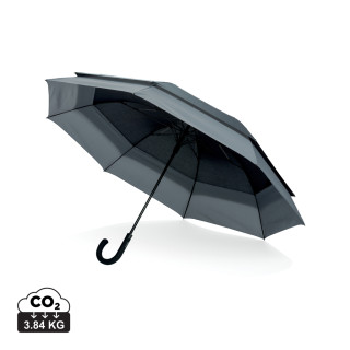 Swiss Peak AWARE™ 23" bis 27" erweiterbarer Regenschirm, schwarz, grau