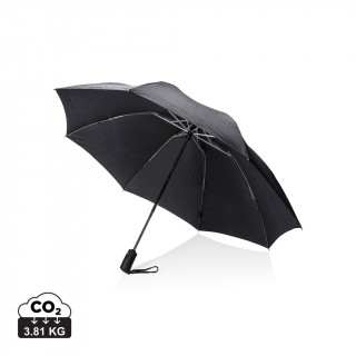 Swiss Peak AWARE™ 23" faltbarer umgekehrter Regenschirm, schwarz