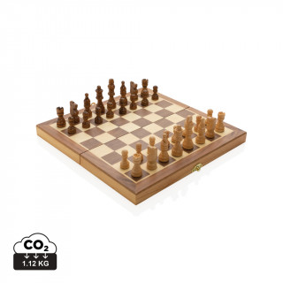Faltbares Schachspiel aus Holz, braun