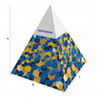 Pyramiden-Aufsteller, H: 218 x B: 180 x T: 180 mm, bedruckt, Hochweiß-Karton